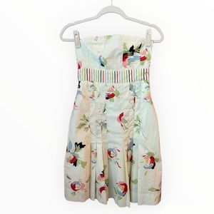 Maeve Anthropologie Strapless Mini Dress • NWT Small Cream Multi Color Floral